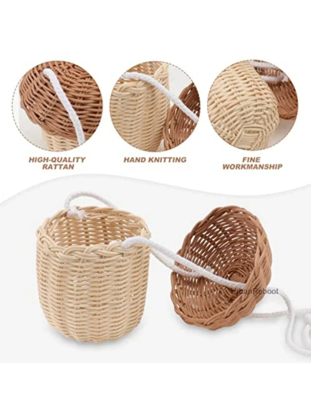 Rattan Woven Acorn Crossbody Basket Bag